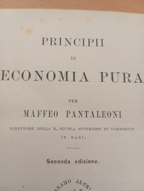 Principii di economia pura, Maffeo Pantaleoni, Barbera, 1894