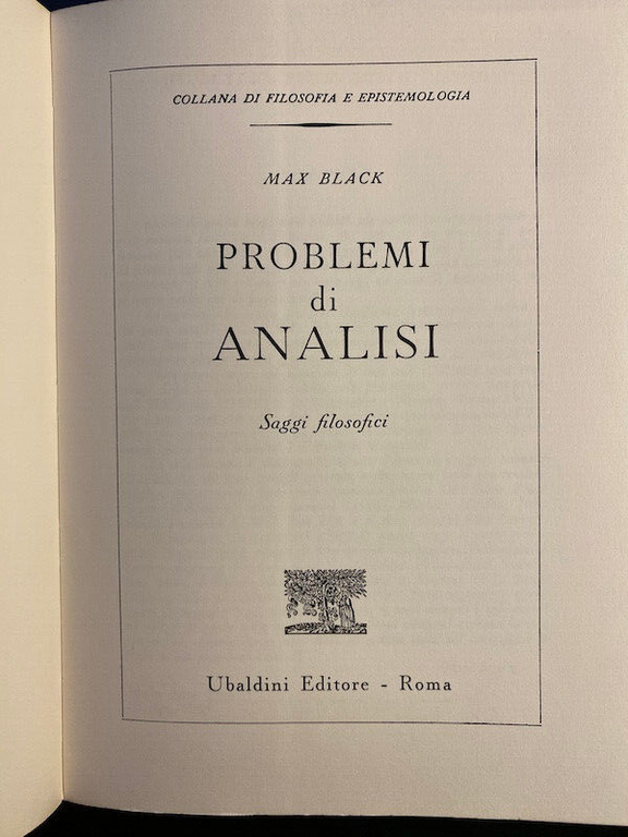 Problemi di analisi, Max Black, 1968, Ubaldini