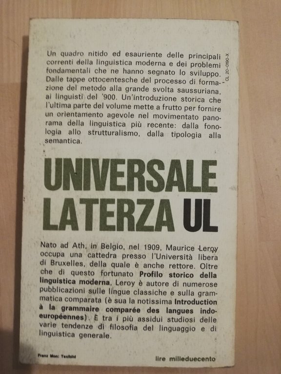 Profilo storico della linguistica moderna, Maurice Leroy, 1971, Laterza