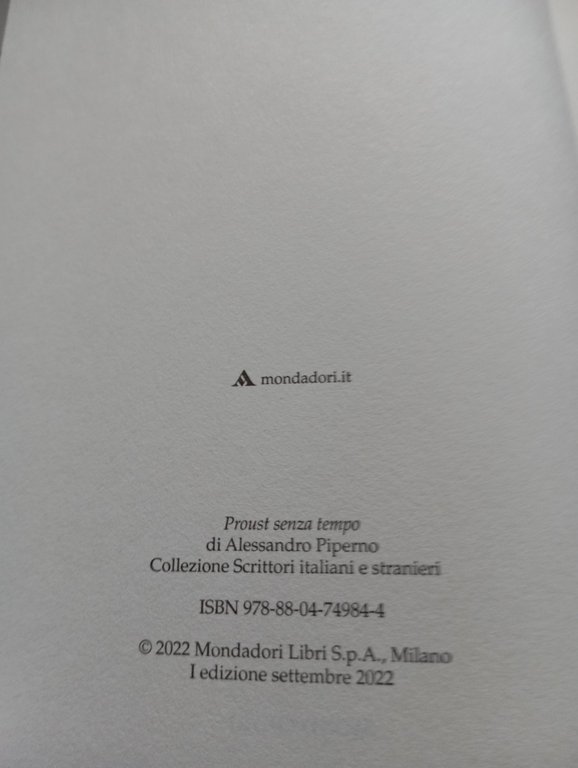 Proust senza tempo, Alessandro Piperno, Mondadori, 2022