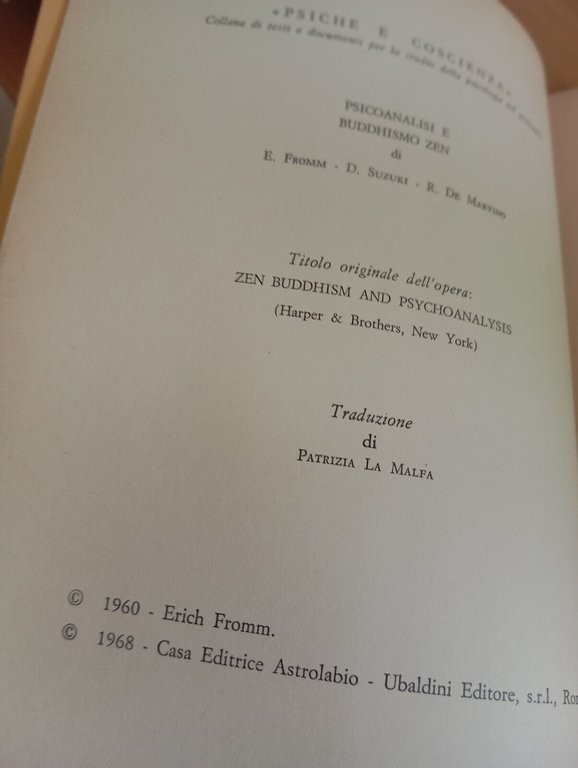 Psicoanalisi e buddhismo Zen, Fromm Suzuki De martino, Astrolabio, 1968