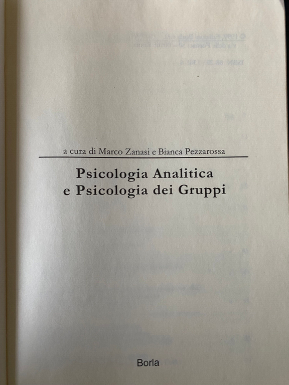 Psicologia analitica e psicologia dei gruppi, Zanasi - Pezzarossa, Borla, …