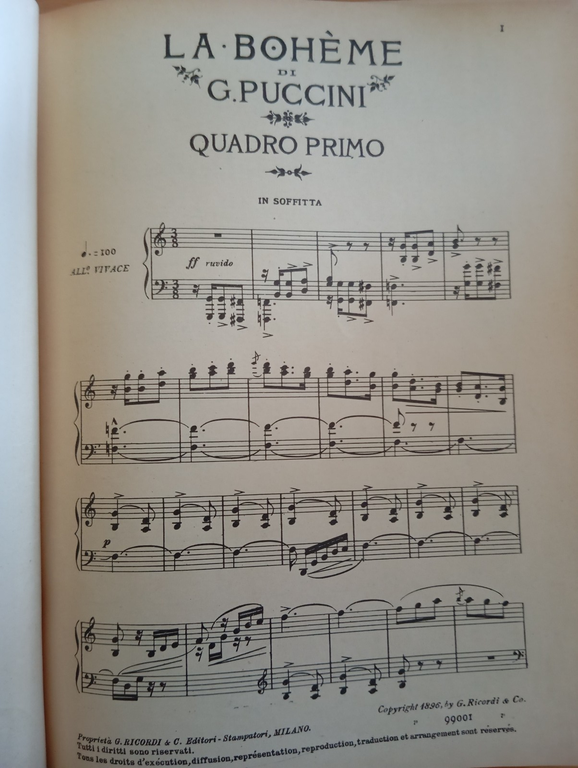 Puccini, La Boheme, spartito pianoforte solo, rllegato, Ricordi, 1920 | Immagine Gallery 7