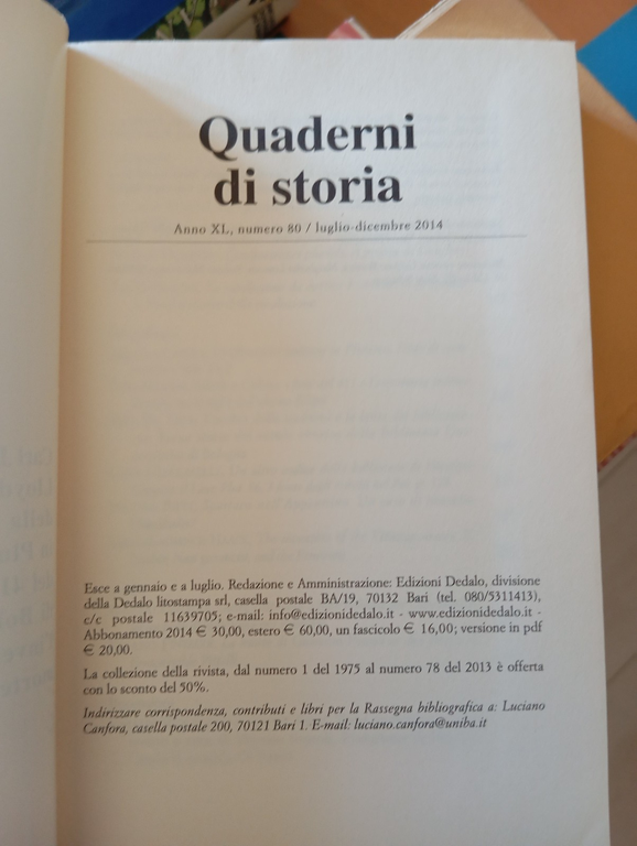 Quaderni di storia, QUARANTA annate, 1975 - 2014, 80 volumi, … | Immagine Gallery 11
