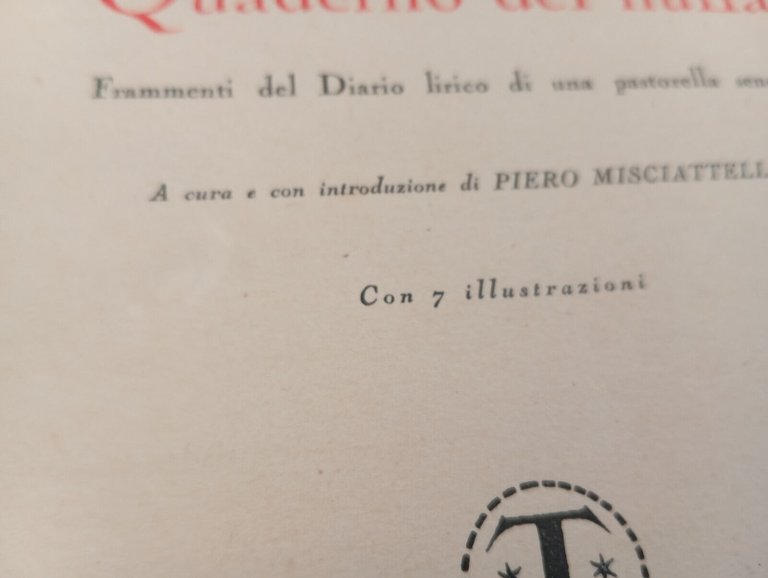 Quaderno del nulla, Dina Ferri, Treves, con 7 illustrazioni, 1931