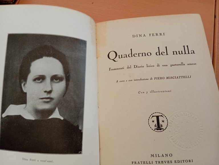 Quaderno del nulla, Dina Ferri, Treves, con 7 illustrazioni, 1931