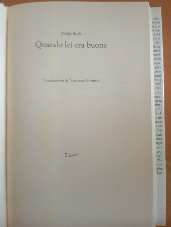 Quando lei era buona, Philip Roth, Einaudi, 2012 | Immagine Gallery 8