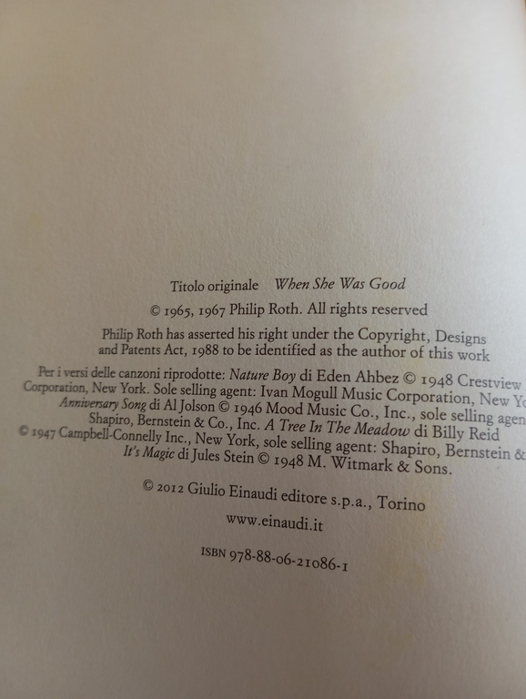 Quando lei era buona, Philip Roth, Einaudi, 2012 | Immagine Gallery 9
