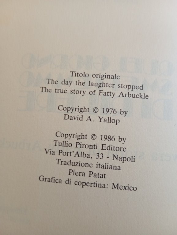 Quel giorno smettemmo di ridere, Fatty Arbuckle, David Yallop, Pironti, … | Immagine Gallery 7