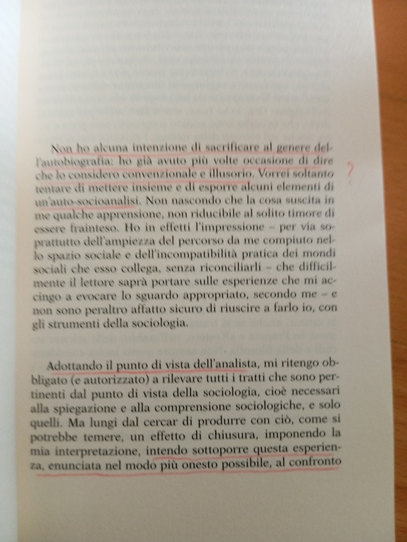 Questa non è un'autobiografia, Pierre Bourdieu, Feltrinelli, 2004, sottolineato | Immagine Gallery 12