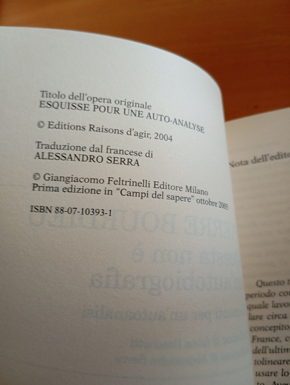 Questa non è un'autobiografia, Pierre Bourdieu, Feltrinelli, 2004, sottolineato | Immagine Gallery 6