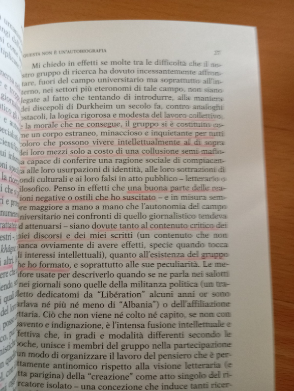 Questa non è un'autobiografia, Pierre Bourdieu, Feltrinelli, 2004, sottolineato | Immagine Gallery 7
