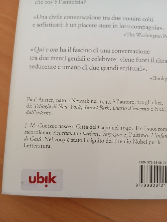 Qui e ora. Lettere 2008-2011, P. Auster - J. M. …