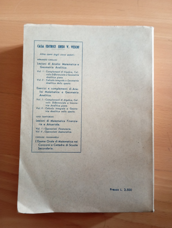 Raccolta di temi di matematica, Chiellini - Santoboni, 1955