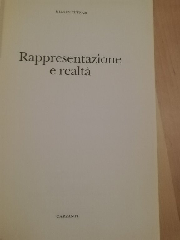 Rappresentazione e realtà, Hilary Putnam, 1993, Garzanti