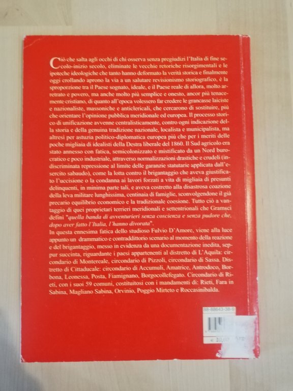 Reazione e brigantaggio nella sabina, nel circondario di Cittaducale, F. …