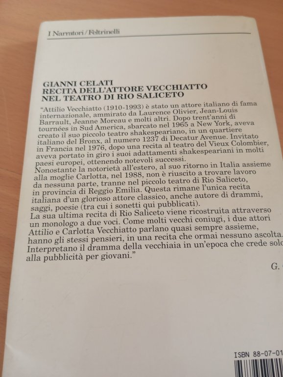 Recita dell'attore Vecchiatto nel teatro di Rio Saliceto, Gianni Celati, …