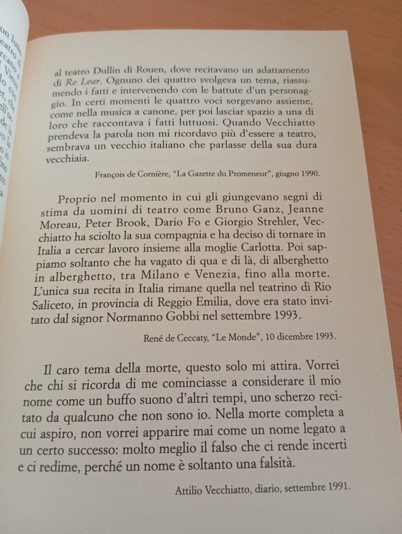 Recita dell'attore Vecchiatto nel teatro di Rio Saliceto, Gianni Celati, …