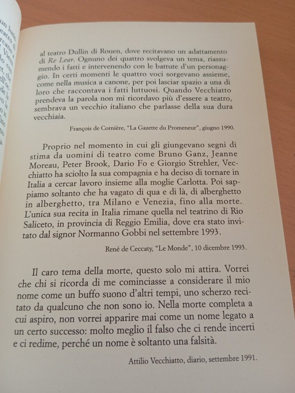 Recita dell'attore Vecchiatto nel teatro di Rio Saliceto, Gianni Celati, …