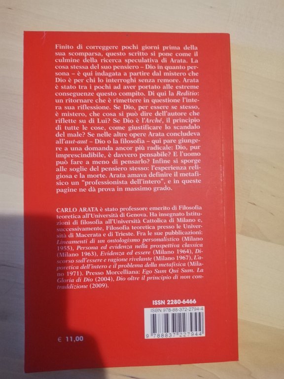 Reditio. il male, Dio, la morte, Carlo Arata, Morcelliana, 2014 | Immagine Gallery 8