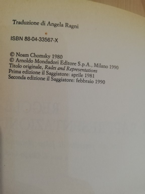 Regole e rappresentazioni, Noam Chomsky, Il Saggiatore, 1990