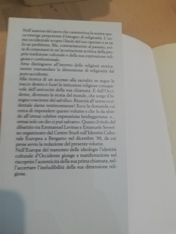 Religiosità e Occidente, Alberto Krali, Marietti, 1992 Severino Levinas Gadamer