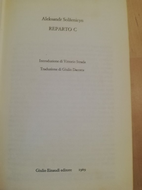 Reparto C, Aleksandr Isaevič Solženicyn, 1969, Einaudi