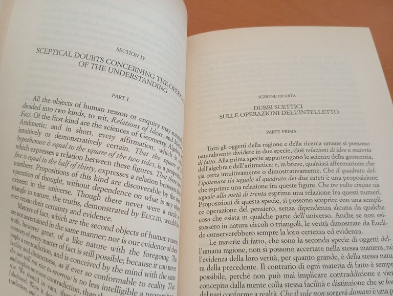 Ricerca sull'intelletto umano, David Hume, Testo a fronte, Laterza, 1996