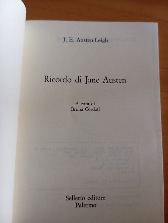 Ricordo di Jane Austen, J. E. Austen-Leigh, Sellerio, 1992 nuovo | Immagine Gallery 5