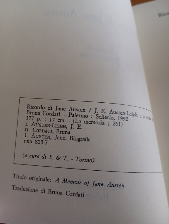 Ricordo di Jane Austen, J. E. Austen-Leigh, Sellerio, 1992 nuovo | Immagine Gallery 6