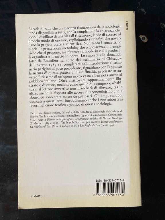 Risposte. Per antropologia riflessiva, Pierre Bourdieu, 1992, RARO, AUTORE CULT