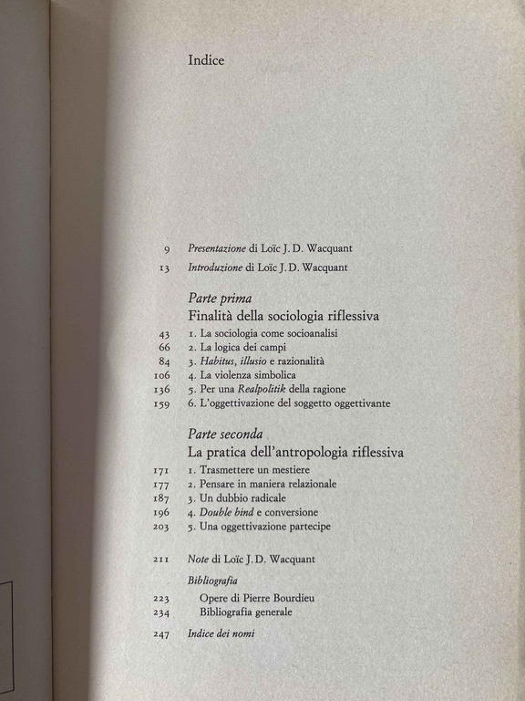 Risposte. Per antropologia riflessiva, Pierre Bourdieu, 1992, RARO, AUTORE CULT