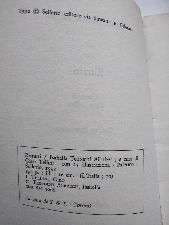 Ritratti, Isabella Teotochi Albrizzi, Sellerio, 1992