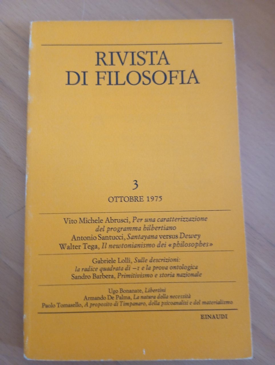 Rivista di filosofia, 3, ottobre 1975, Einaudi
