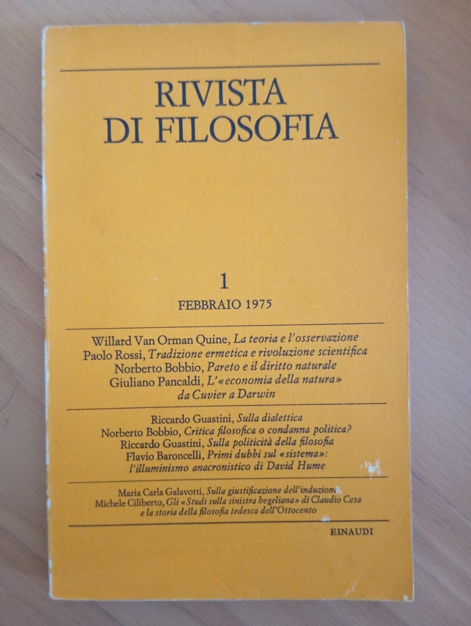 Rivista di filosofia numero 1 , Febbraio 1975
