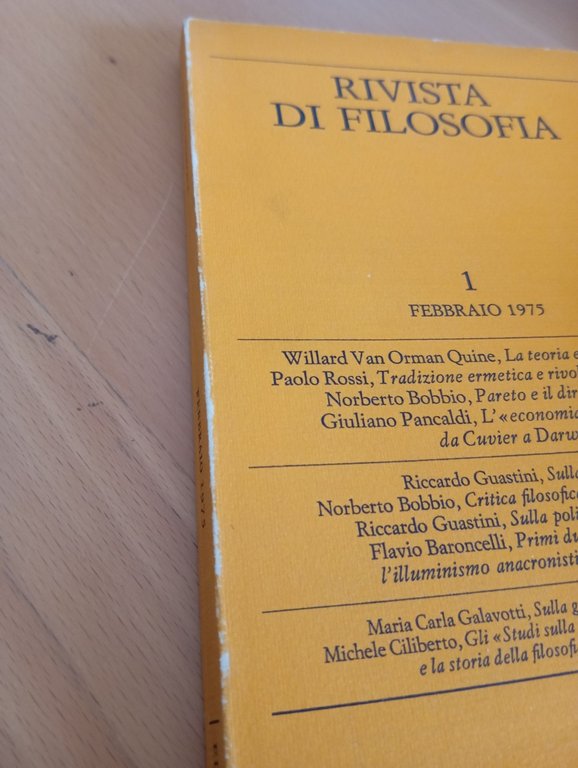 Rivista di filosofia numero 1 , Febbraio 1975