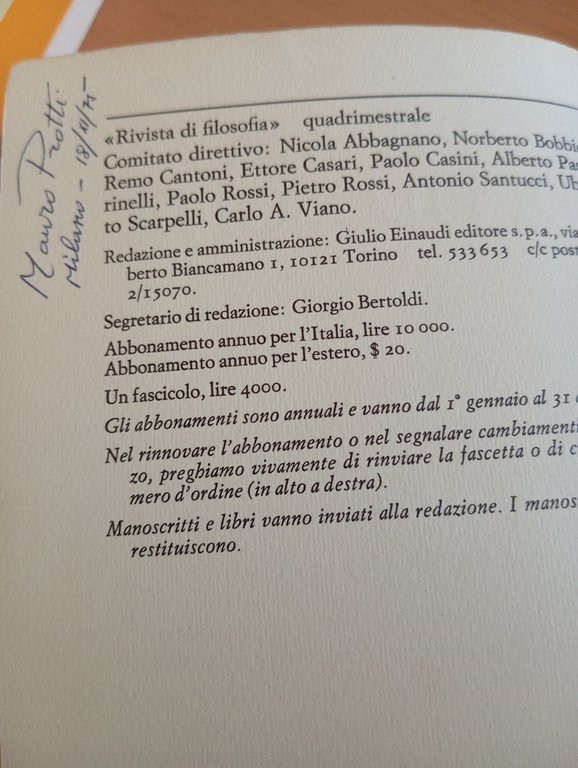 Rivista di filosofia numero 1 , Febbraio 1975