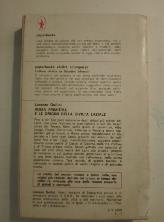 Roma primitiva e le origini della civiltà laziale, Lorenzo Quilici, …