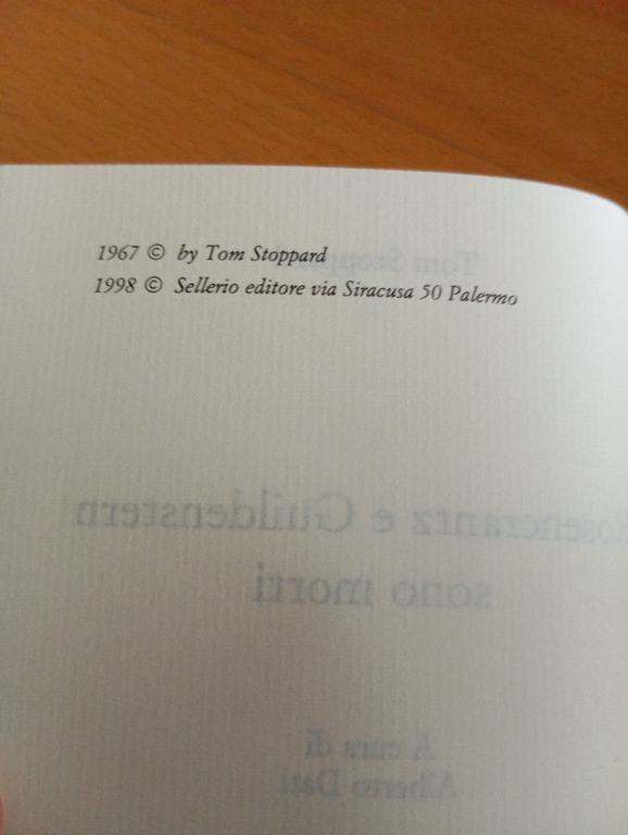 Rosencrantz e Guildenstern sono morti, Tom Stoppard, Sellerio, 1998