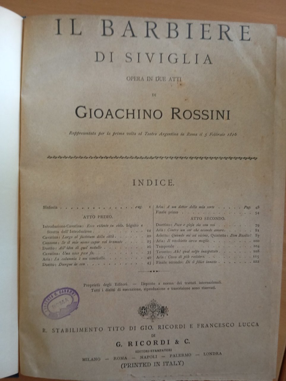 Rossini Il barbiere di Siviglia spartito canto pianoforte rllegato Ricordi … | Immagine principale