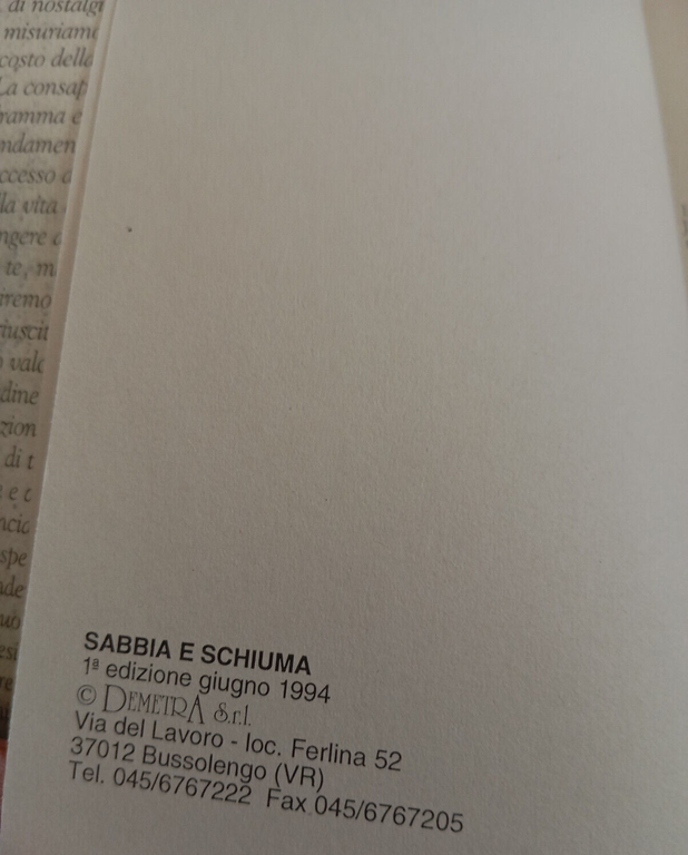 Sabbia e schiuma, kahlil Gibran, Demetra, 1994