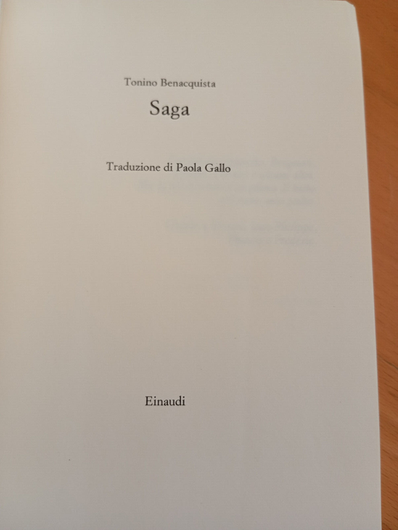 Saga, Tonino Benacquista, Einaudi, 1998