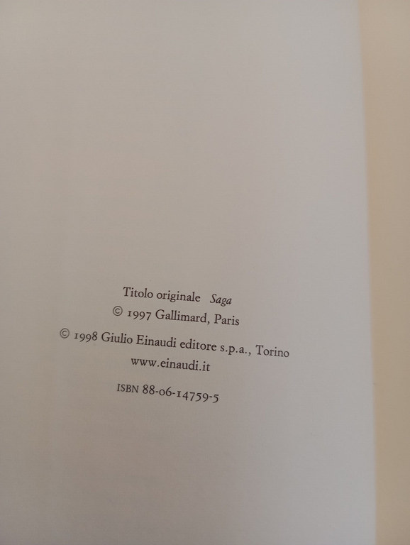 Saga, Tonino Benacquista, Einaudi, 1998