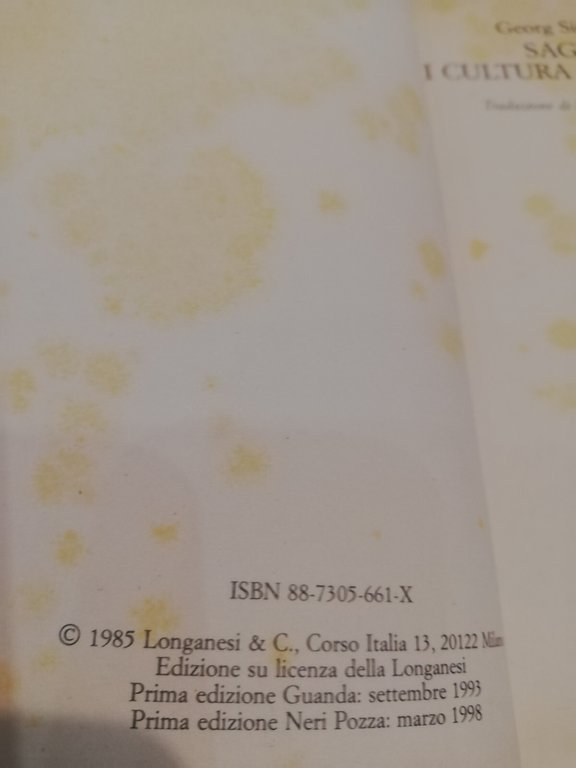 Saggi di cultura filosofica, Georg Simmel, Neri Pozza, 1998