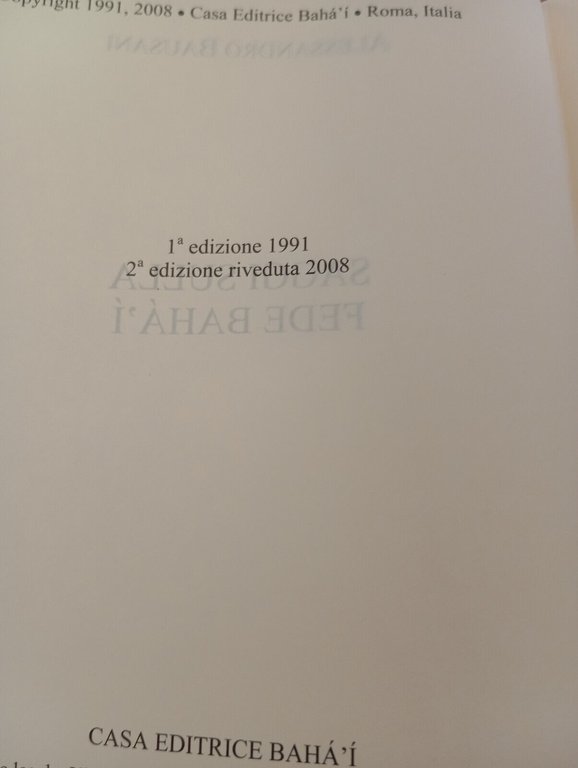 Saggi sulla fede Baha'i, Alessandro Bausani, 2008