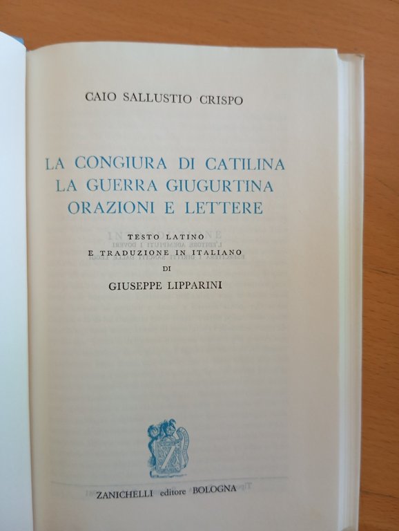 Sallustio, Catilinaria, Giugurtina, Orazioni e lettere, Zanichelli, 1981 | Immagine Gallery 5