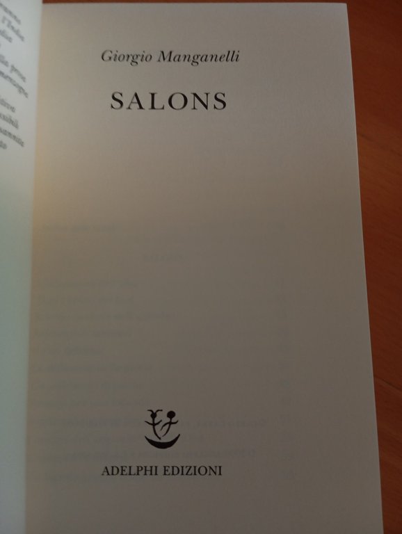 Salons, Giorgio Manganelli, Adelphi, 2000