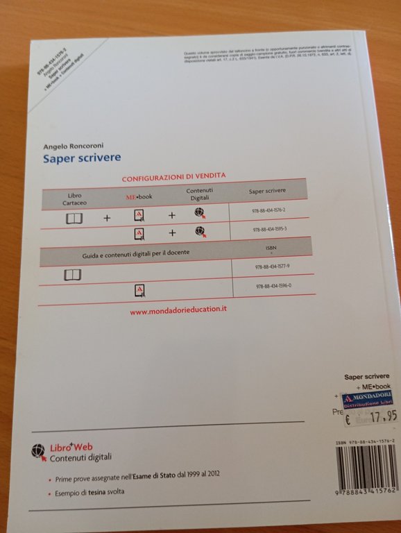 Saper scrivere. Manuale pratico, Angelo Roncoroni, 2013