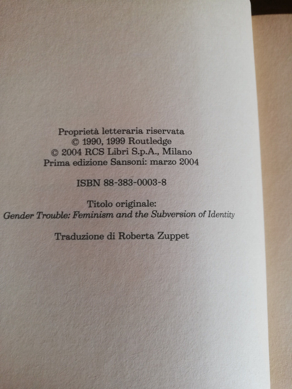 Scambi di genere. Identità, sesso e desiderio, Judith Butler 2004, …