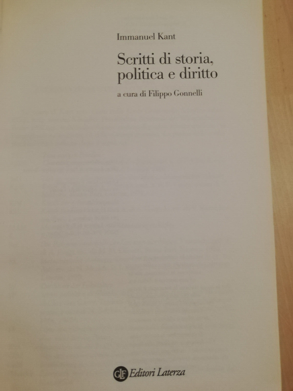 Scritti di storia, politica e diritto, Immanuel Kant, 2020, Laterza